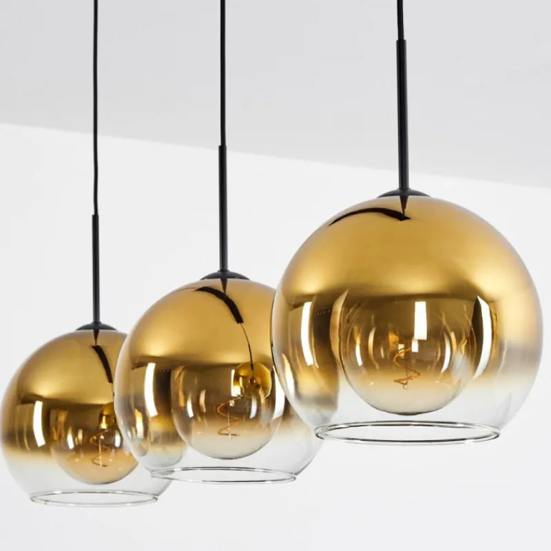 hofstein Suspension Verre 25 cm Koyoto Or, Clair, 3 lumières