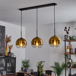 hofstein Suspension Verre 25 cm Koyoto Or, Clair, 3 lumières