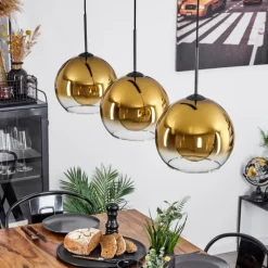 hofstein Suspension Verre 25 cm Koyoto Or, Clair, 3 lumières