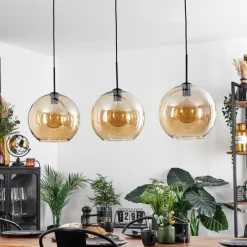 hofstein Suspension Verre 30 cm Koyoto Ambre, 3 lumières