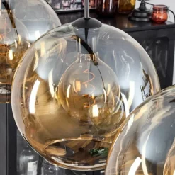 hofstein Suspension Verre 30 cm Koyoto Ambre, 3 lumières