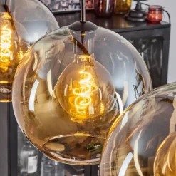 hofstein Suspension Verre 30 cm Koyoto Ambre, 3 lumières