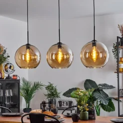 hofstein Suspension Verre 30 cm Koyoto Ambre, 3 lumières