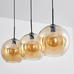 hofstein Suspension Verre 30 cm Koyoto Ambre, 3 lumières