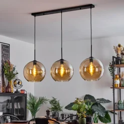hofstein Suspension Verre 30 cm Koyoto Ambre, 3 lumières