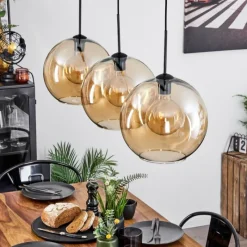 hofstein Suspension Verre 30 cm Koyoto Ambre, 3 lumières