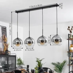 Suspension Verre Fumé-hofstein Suspension Verre 25 cm Koyoto Clair, Fumé, 4 lumières