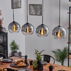 Suspension Verre Fumé-hofstein Suspension Verre 25 cm Koyoto Clair, Fumé, 4 lumières