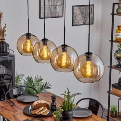 hofstein Suspension Verre 25 cm Koyoto Ambre, 4 lumières