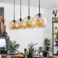 hofstein Suspension Verre 25 cm Koyoto Ambre, 4 lumières