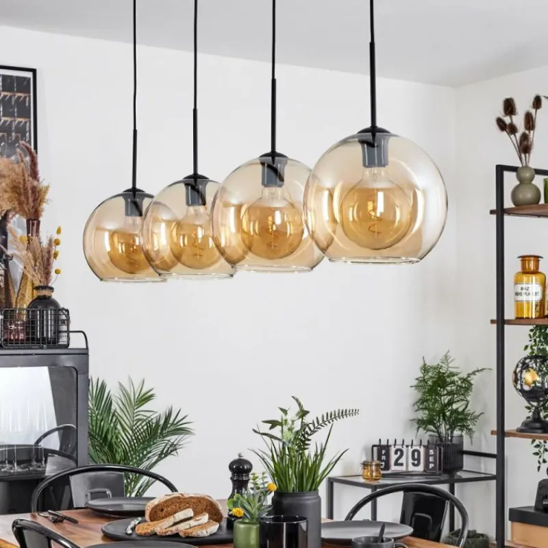 hofstein Suspension Verre 25 cm Koyoto Ambre, 4 lumières