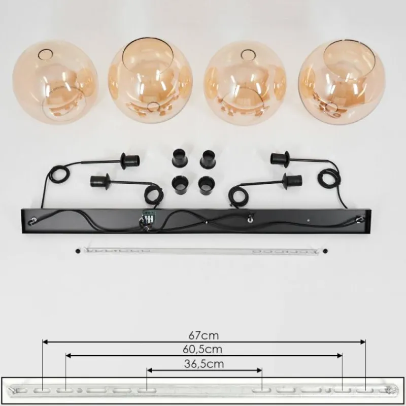 hofstein Suspension Verre 25 cm Koyoto Ambre, 4 lumières
