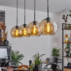 hofstein Suspension Verre 25 cm Koyoto Ambre, 4 lumières