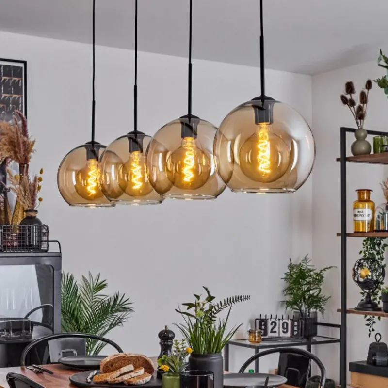 hofstein Suspension Verre 25 cm Koyoto Ambre, 4 lumières