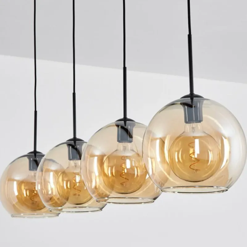 hofstein Suspension Verre 25 cm Koyoto Ambre, 4 lumières