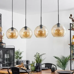 hofstein Suspension Verre 25 cm Koyoto Ambre, 4 lumières