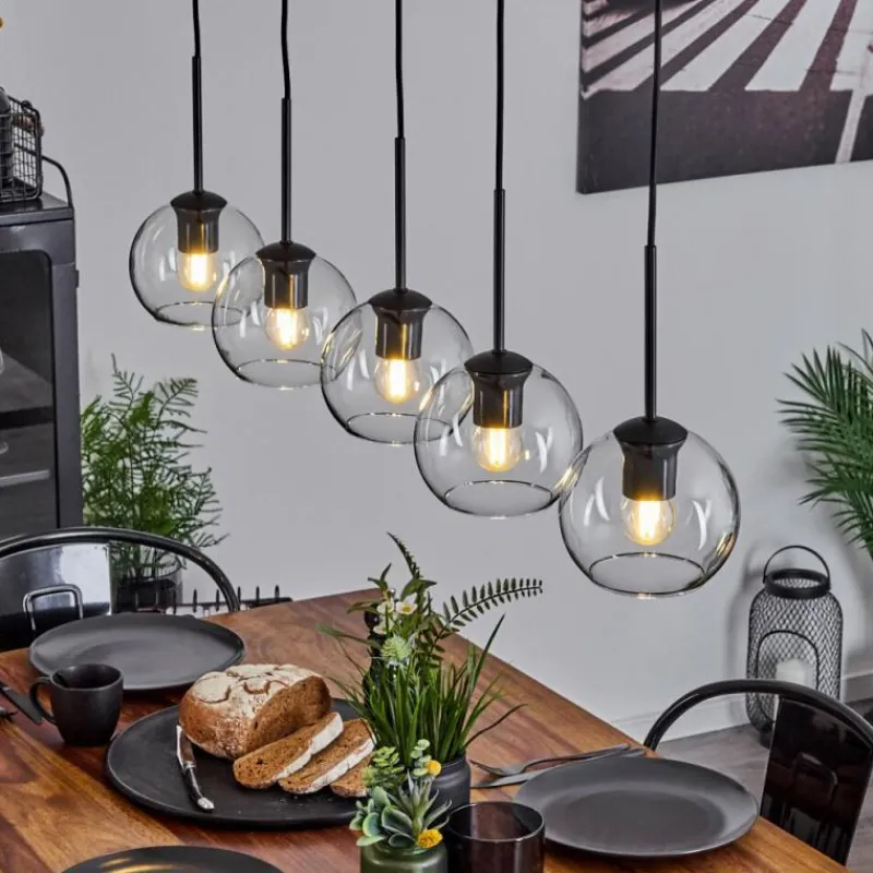 hofstein Suspension Verre 15 cm Koyoto Clair, 5 lumières