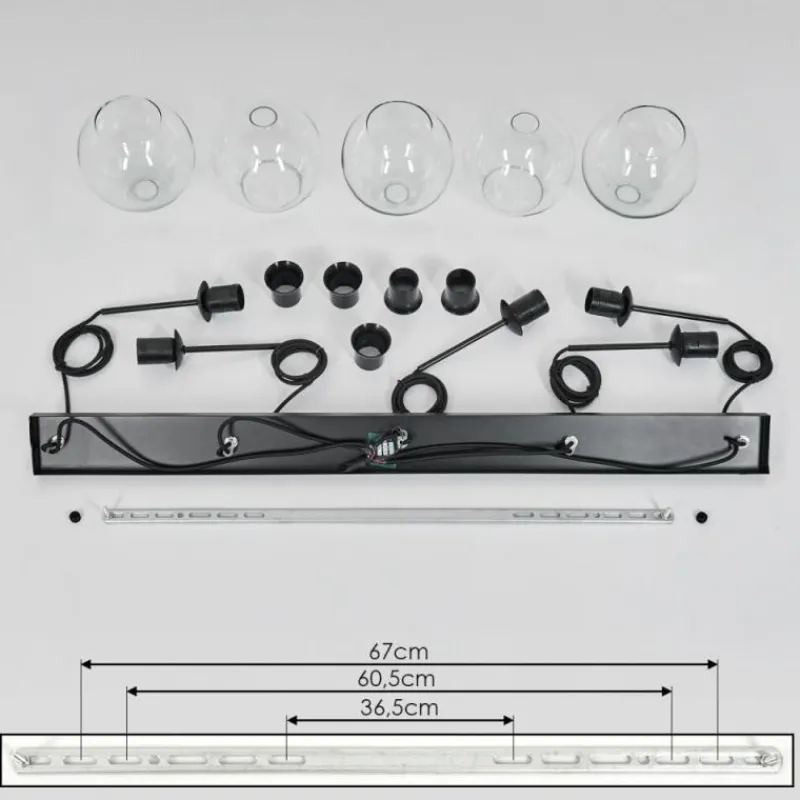 hofstein Suspension Verre 15 cm Koyoto Clair, 5 lumières