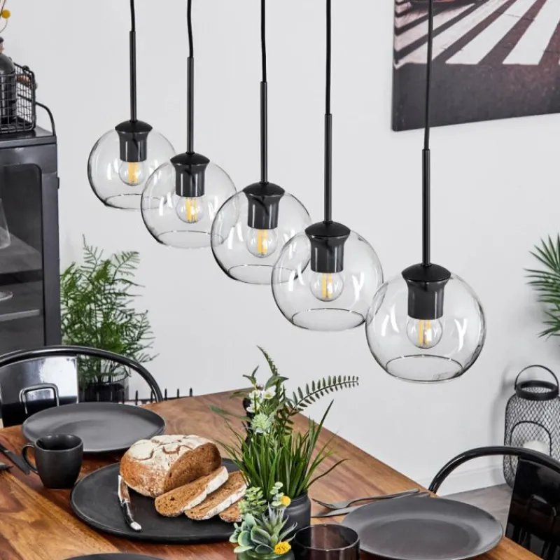 hofstein Suspension Verre 15 cm Koyoto Clair, 5 lumières