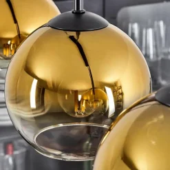 hofstein Suspension Verre 15 cm Koyoto Or, Clair, 5 lumières