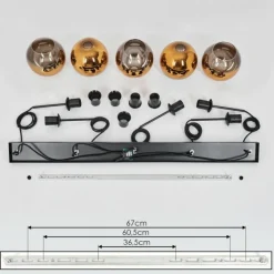 hofstein Suspension Verre 15 cm Koyoto Or, Clair, 5 lumières
