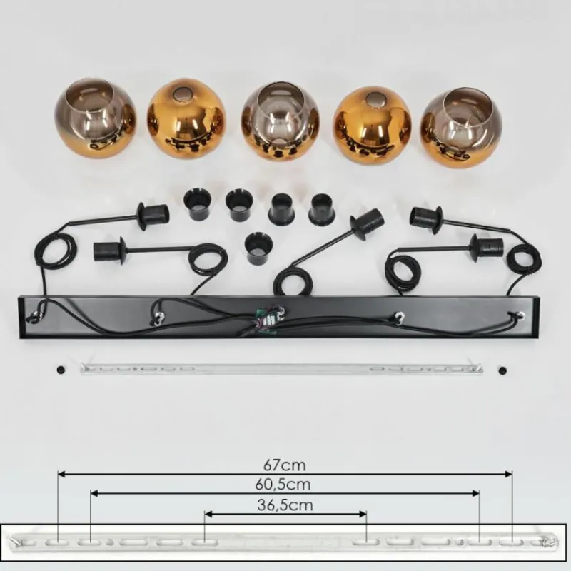 hofstein Suspension Verre 15 cm Koyoto Or, Clair, 5 lumières