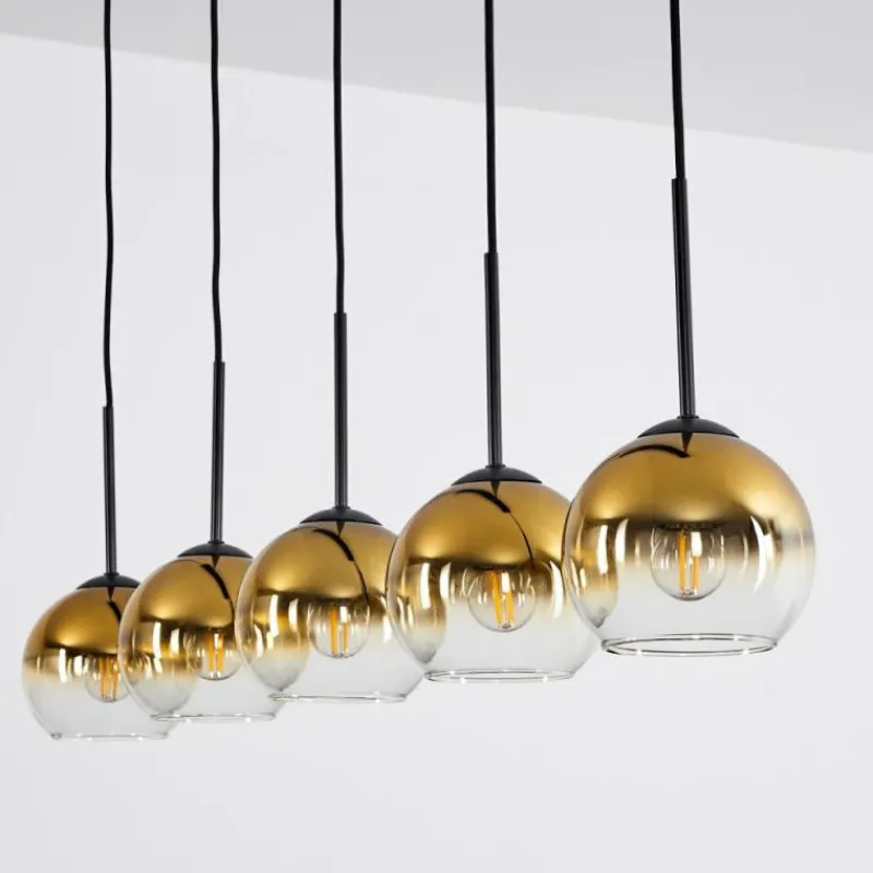 hofstein Suspension Verre 15 cm Koyoto Or, Clair, 5 lumières