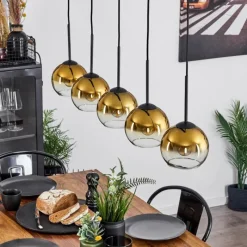 hofstein Suspension Verre 15 cm Koyoto Or, Clair, 5 lumières