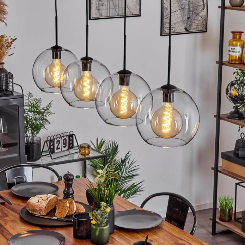 hofstein Suspension Verre 25 cm Koyoto Clair, 4 lumières