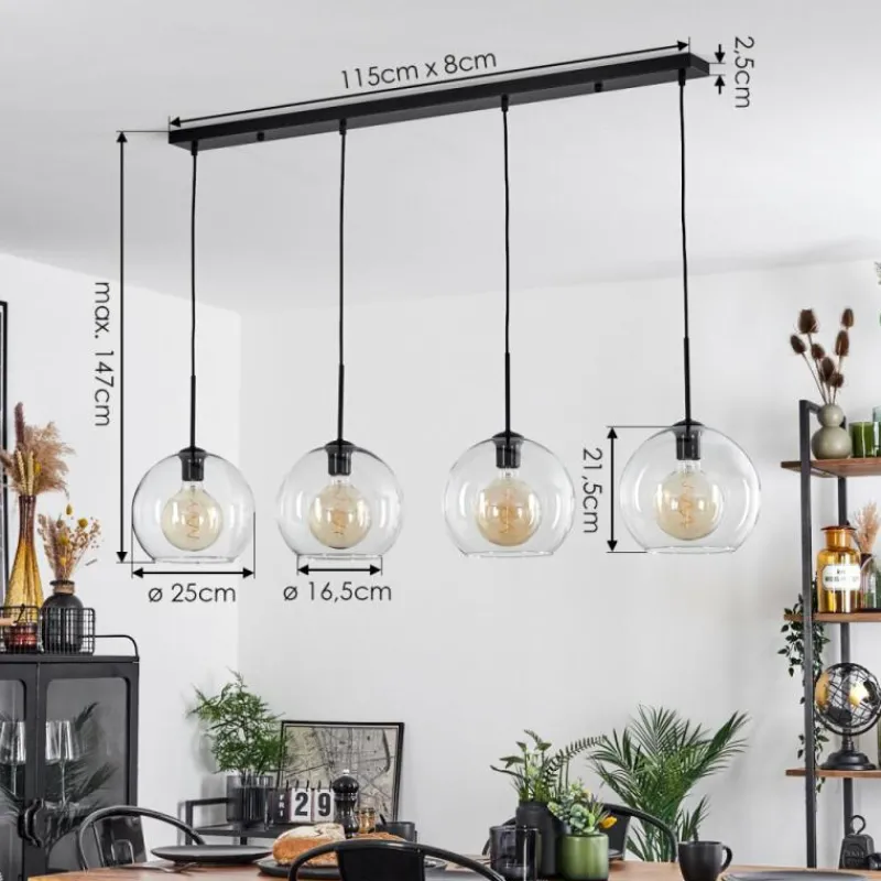 hofstein Suspension Verre 25 cm Koyoto Clair, 4 lumières