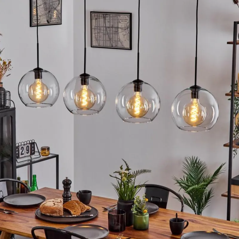 hofstein Suspension Verre 25 cm Koyoto Clair, 4 lumières