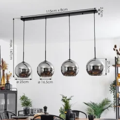 Suspension Verre Fumé-hofstein Suspension Verre 25 cm Koyoto Chrome, Fumé, 4 lumières