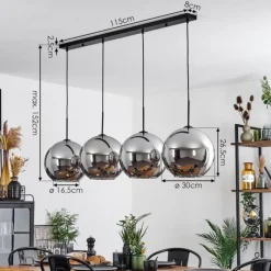 Suspension Verre Fumé-hofstein Suspension Verre 30 cm Koyoto Chrome, Fumé, 4 lumières