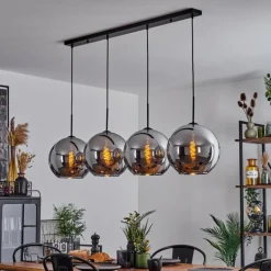 Suspension Verre Fumé-hofstein Suspension Verre 30 cm Koyoto Chrome, Fumé, 4 lumières