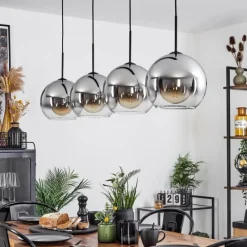 Suspension Verre Fumé-hofstein Suspension Verre 25 cm Koyoto Chrome, Clair, Fumé, 4 lumières