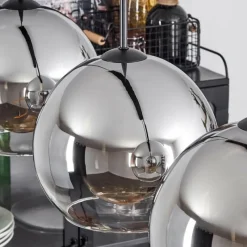 Suspension Verre Fumé-hofstein Suspension Verre 25 cm Koyoto Chrome, Clair, Fumé, 4 lumières