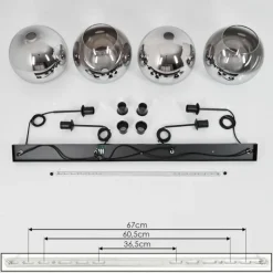 Suspension Verre Fumé-hofstein Suspension Verre 25 cm Koyoto Chrome, Clair, Fumé, 4 lumières