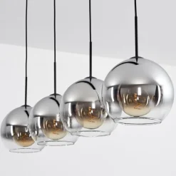 Suspension Verre Fumé-hofstein Suspension Verre 25 cm Koyoto Chrome, Clair, Fumé, 4 lumières