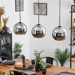 Suspension Verre Fumé-hofstein Suspension Verre 25 cm Koyoto Chrome, Fumé, 3 lumières