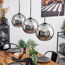 Suspension Verre Fumé-hofstein Suspension Verre 25 cm Koyoto Chrome, Fumé, 3 lumières