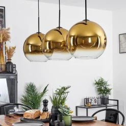 hofstein Suspension Verre 30 cm Koyoto Or, Clair, 3 lumières