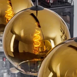 hofstein Suspension Verre 30 cm Koyoto Or, Clair, 3 lumières