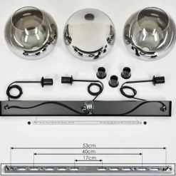 Suspension Verre Fumé-hofstein Suspension Verre 30 cm Koyoto Chrome, Clair, Fumé, 3 lumières