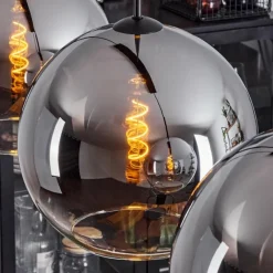 Suspension Verre Fumé-hofstein Suspension Verre 30 cm Koyoto Chrome, Clair, Fumé, 3 lumières