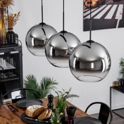 Suspension Verre Fumé-hofstein Suspension Verre 30 cm Koyoto Chrome, Clair, Fumé, 3 lumières
