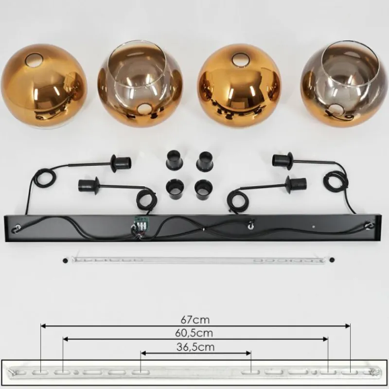 hofstein Suspension Verre 25 cm Koyoto Or, Clair, 4 lumières