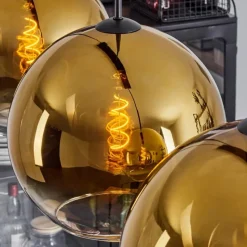 hofstein Suspension Verre 25 cm Koyoto Or, Clair, 4 lumières