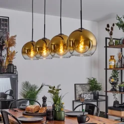 hofstein Suspension Verre 25 cm Koyoto Or, Clair, 4 lumières