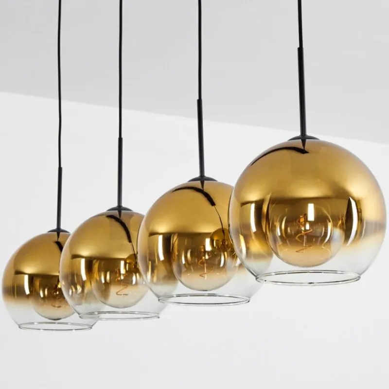 hofstein Suspension Verre 25 cm Koyoto Or, Clair, 4 lumières