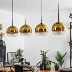 hofstein Suspension Verre 25 cm Koyoto Or, Clair, 4 lumières